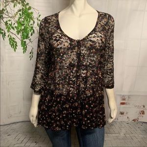 Torrid Blouse 3 Quarter Length Sleeves Size 3X